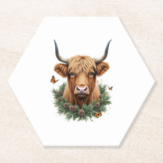 Scottish Highland Cow Cattle Hairy Cow Christmas W Untersetzer
