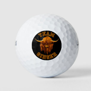 Scottish Highland Cow Celebrates Team Ginger Golfball