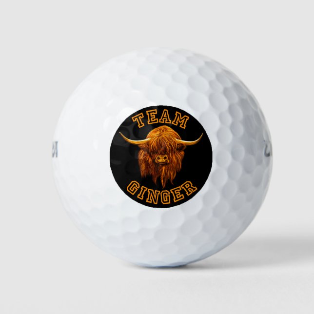 Scottish Highland Cow Celebrates Team Ginger Golfball (Vorderseite)