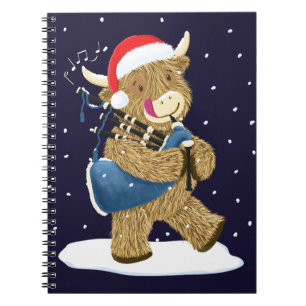 Scottish Highland Cow Christmas Piper Notizblock