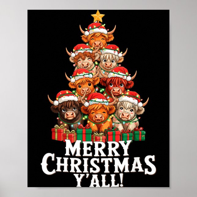 Scottish Highland Cow Christmas Tree Funny Cow Lov Poster (Vorne)
