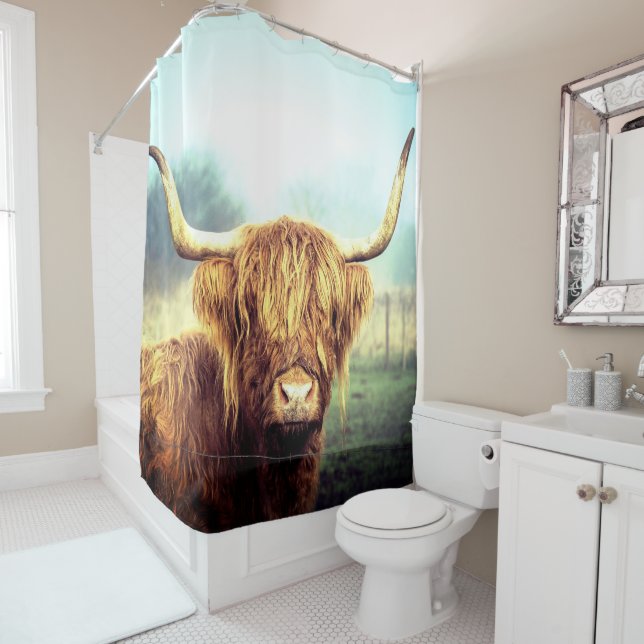 Scottish Highland Cow Duschvorhang (Beispiel)