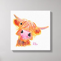 Scottish Highland Cow 'Nessie' Box Canvas Print
