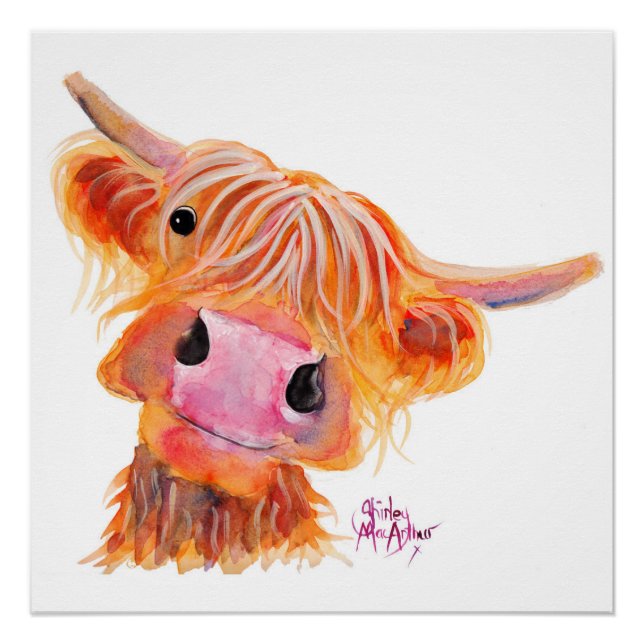 Scottish Highland Cow 'Nessie' Poster Print (Vorderseite)