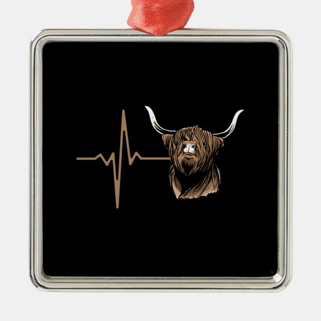 Scottish Highland Cow Ornament Aus Metall (Vorne)
