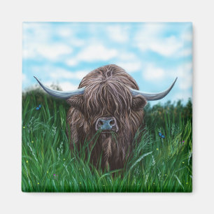 Scottish Highland Cow Painting Magnet