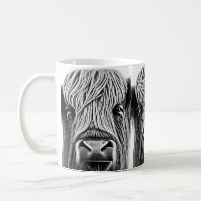 Scottish Highland Cow Print Coffee Tasse (Links)