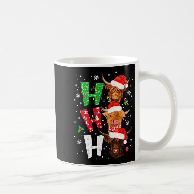 Scottish Highland Cow Print Ho Ho Ho Christmas Paj Kaffeetasse (Rechts)