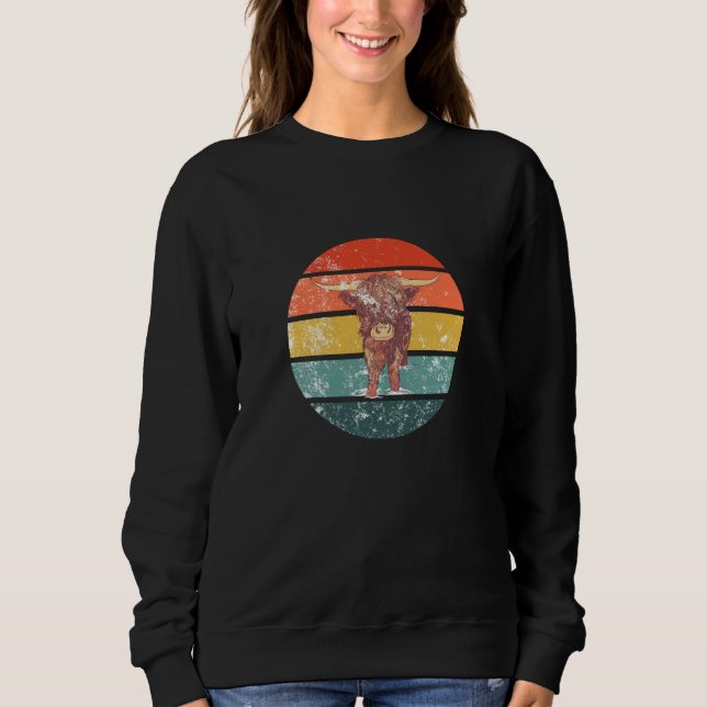 Scottish Highland Cow Retro Sweatshirt (Vorderseite)