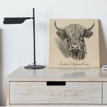 Scottish Highland Cow Sketch anpassbar