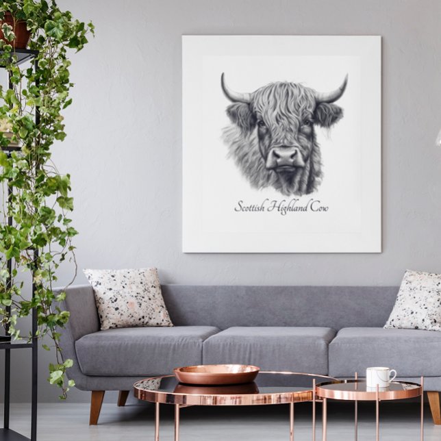 Scottish Highland Cow Sketch anpassbar Poster (Von Creator hochgeladen)