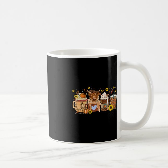 Scottish Highland Cow Sunflower Fall Vibes Coffee Kaffeetasse (Rechts)