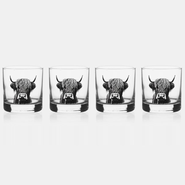 Scottish Highland Cow Whiskey Glasses Whiskyglas (Vorderseite)