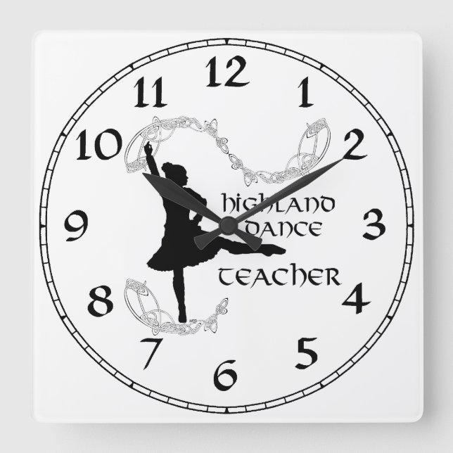 Scottish Highland Dance Teacher Silhouette Quadratische Wanduhr (Vorderseite)