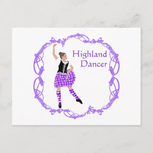Scottish Highland Dancer Celtic Knüpfarbeit Lila Postkarte