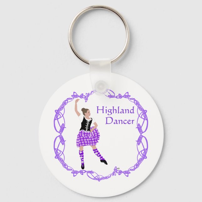 Scottish Highland Dancer Celtic Knüpfarbeit Lila Schlüsselanhänger (Vorderseite)