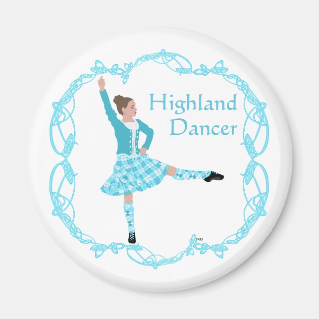 Scottish Highland Dancer Celtic Knüpfarbeit Türkis Magnet (Vorne)