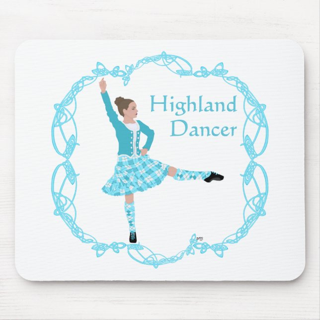 Scottish Highland Dancer Celtic Knüpfarbeit Türkis Mousepad (Vorne)