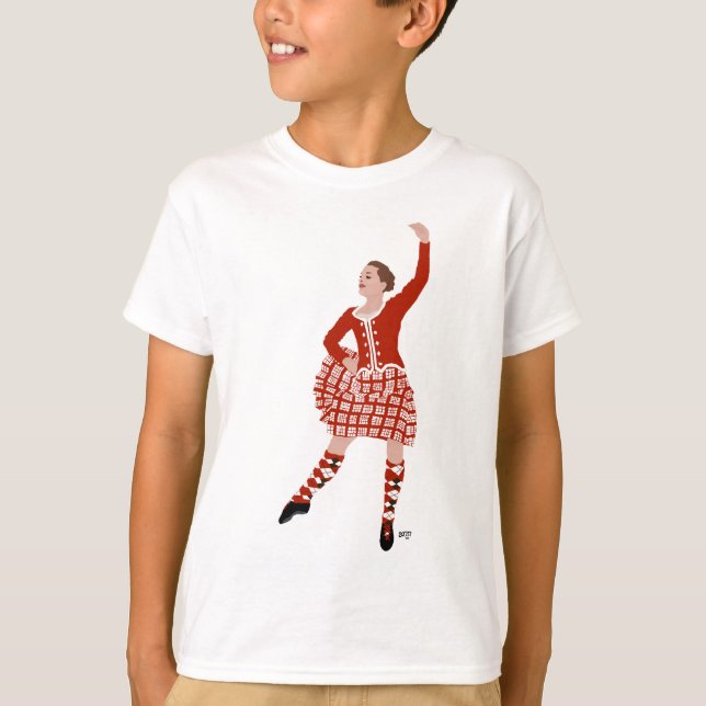Scottish Highland Dancer in Red T-Shirt (Vorderseite)