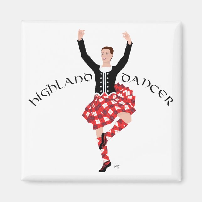 Scottish Highland Dancer Red and Black Magnet (Vorne)
