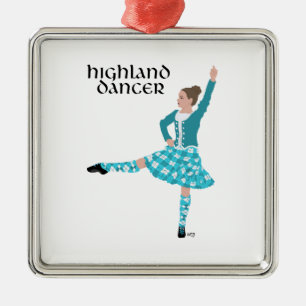 Scottish Highland Dancer - Türkis Silbernes Ornament