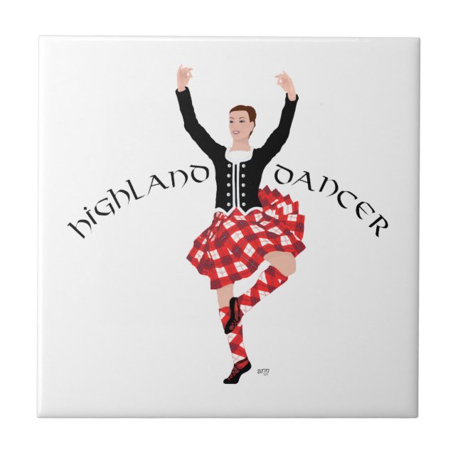 Scottish Highland Fling - Red Kariert Fliese (Vorderseite)