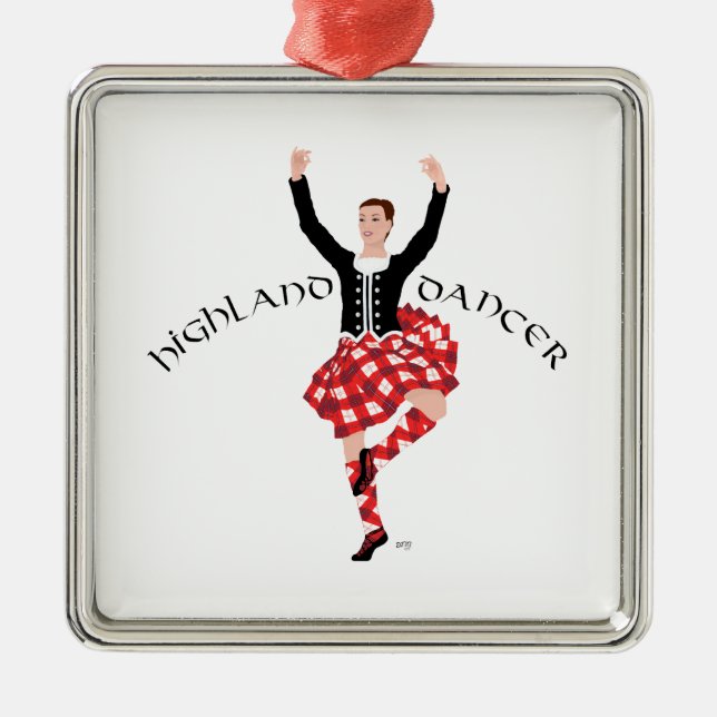 Scottish Highland Fling - Red Kariert Ornament Aus Metall (Vorne)