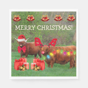 Scottish Highland Steer Funny Christmas Napkins Serviette