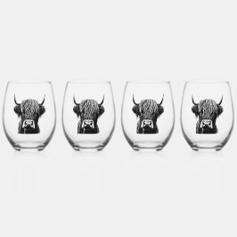 Scottish Highlander Cow Stemless Wine Glasses Weinglas Ohne Stiel