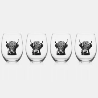 Scottish Highlander Cow Stemless Wine Glasses Weinglas Ohne Stiel