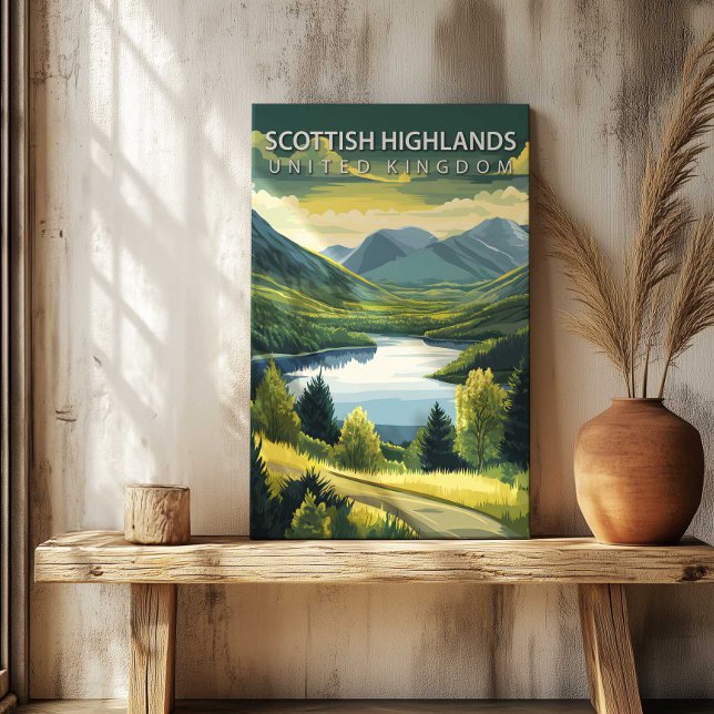 Scottish Highlands Travel Poster Canvas Print Art Leinwanddruck (Scottish Highlands Travel Poster Canvas Print Art by TinkPrints.)