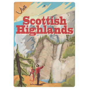 Scottish Highlands Vintage Travel Poster Klemmbrett