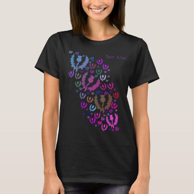Scottish Independence Saor Alba Thistles T-Shirt (Vorderseite)