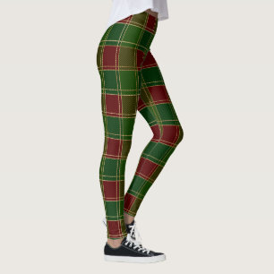 Scottish Kariert Clan Green Red Tartan Leggings