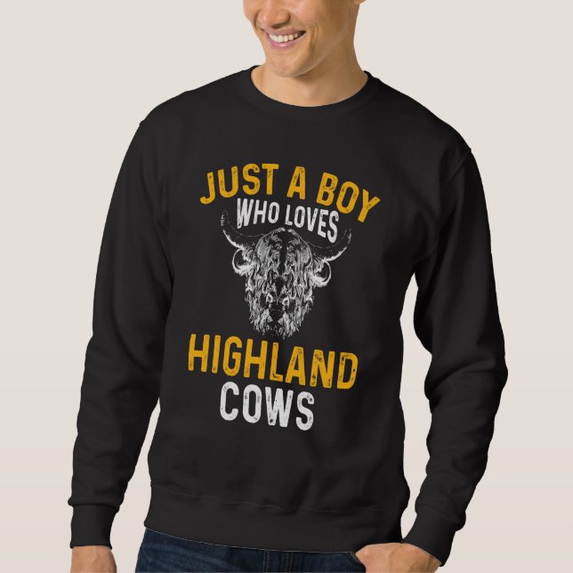 Scottish Kids Just A Boy Who Loves Highland Cows Sweatshirt (Vorderseite)