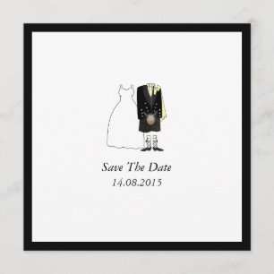 Scottish Kilt Bride & Groom Save the Date - gelb