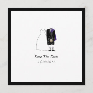 Scottish Kilt Bride & Groom Save the Date Lila