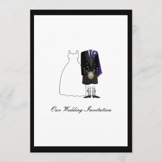 Scottish Kilt Wedding Invitation - Lila Einladung