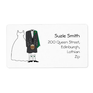 Scottish Kilt Wedding Rücksendeadressen-Aufklebers