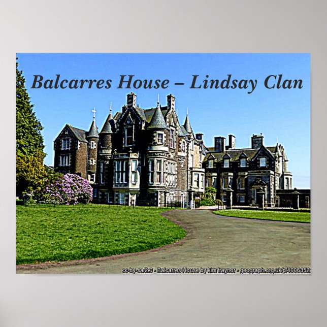 Scottish Lindsay Clans Balcarres House Foto Poster (Vorne)