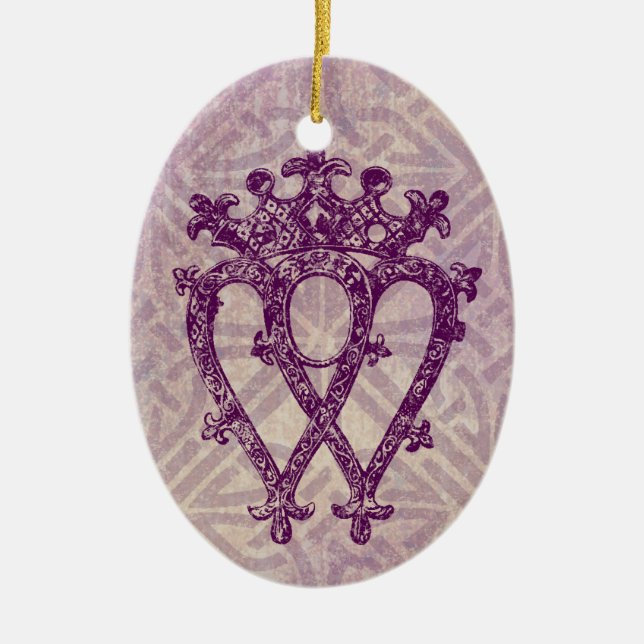 Scottish Luckenbooth Lila Celtic Knot Pattern Keramikornament (Vorne)