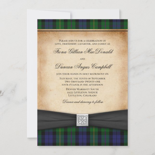Scottish MacBride Tartan Wedding Einladung (Vorderseite)