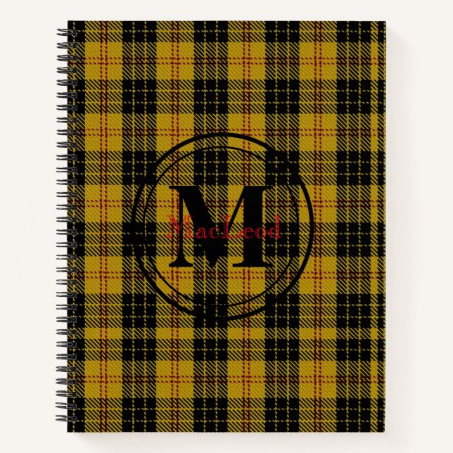 Scottish MacLeod Clan Tartan Monogram/Name Notizbuch (Vorderseite)