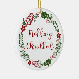 Scottish Merry Christmas Wreath, Nollaig Chridheil Keramik Ornament