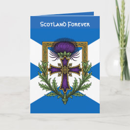 Scottish Motif Cross and Crowned Thistle Saltire Karte