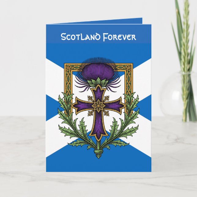 Scottish Motif Cross and Crowned Thistle Saltire Karte (Vorderseite)