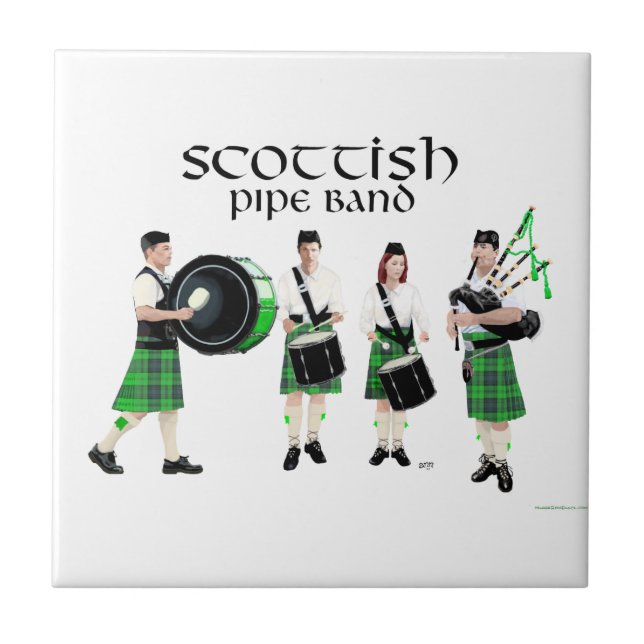 Scottish Pipe Band - Green Kilts Fliese (Vorderseite)