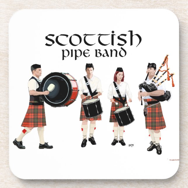 Scottish Pipe Band - Red Kilts Untersetzer (Vorderseite)