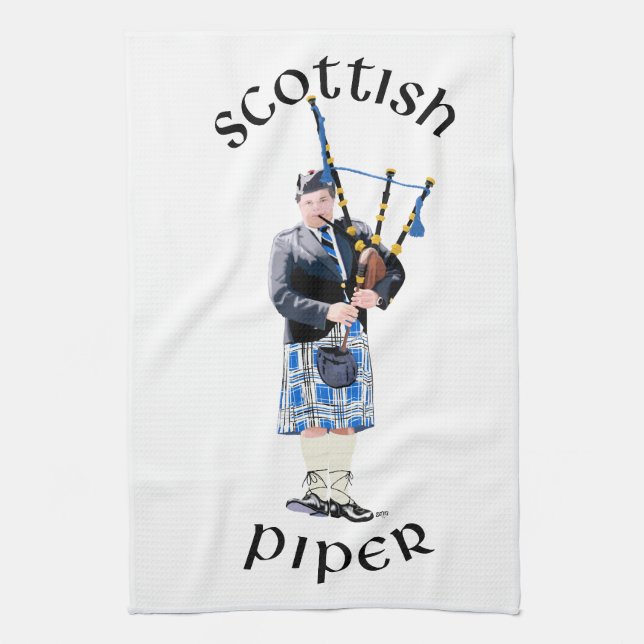 Scottish Piper - Blue Kariert Geschirrtuch (Vertikal)