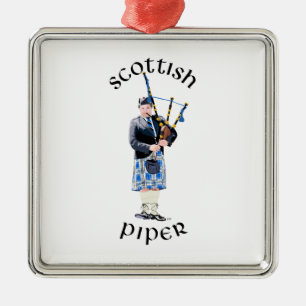 Scottish Piper - Blue Kariert Ornament Aus Metall